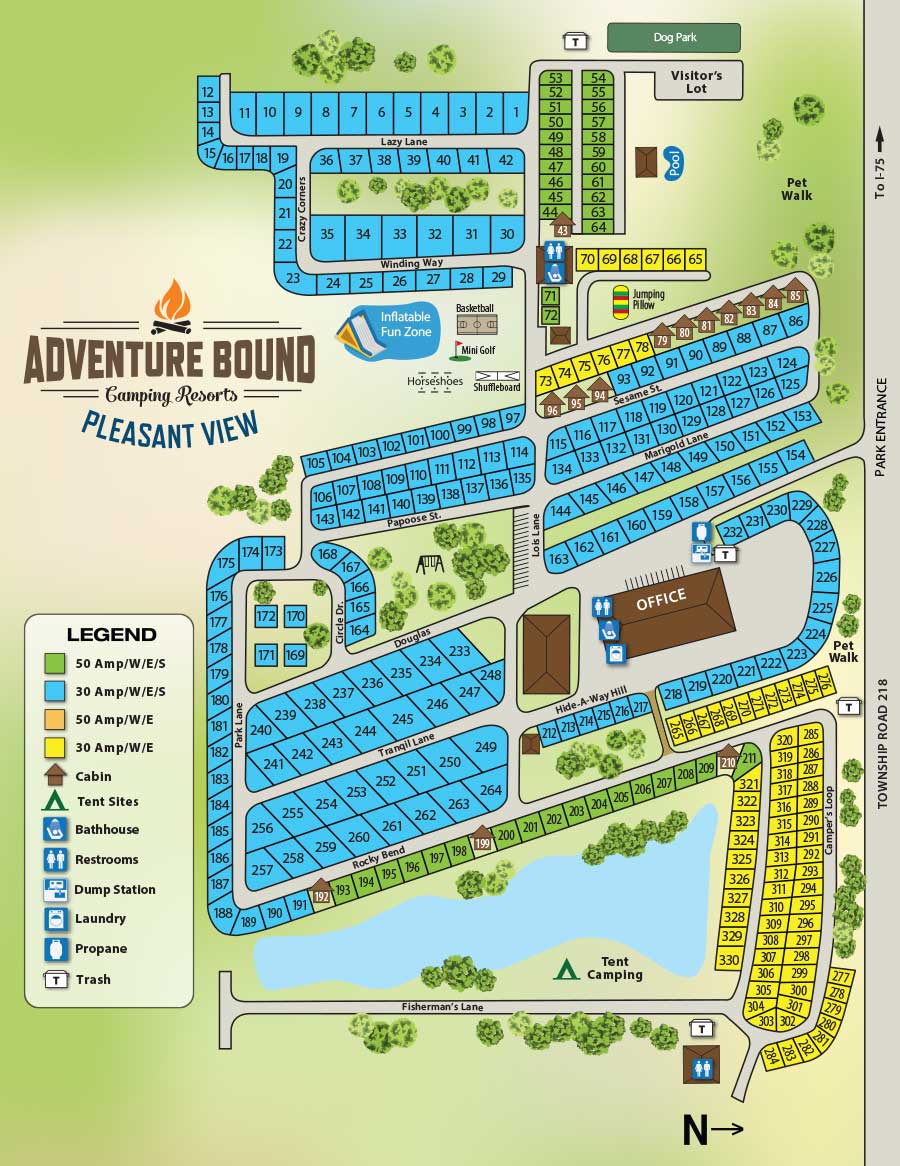 Adventure Bound Pleasant View campground map